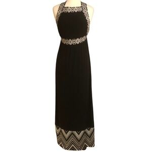 TBAGS Los Angeles NWT Black Aztec Trim Print Maxi Dress Size Medium